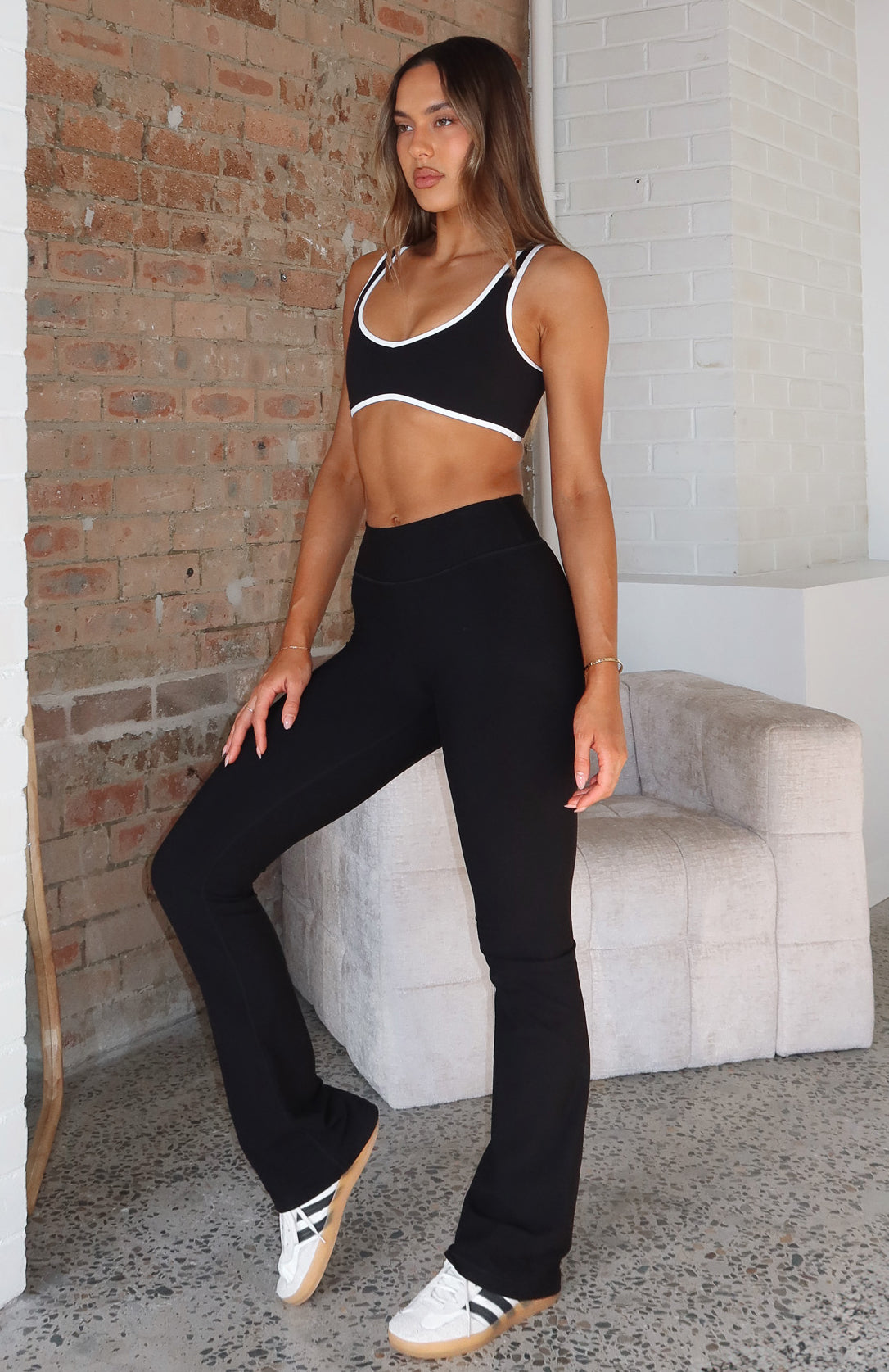 White Fox Stay Active Flare Leggings Black
