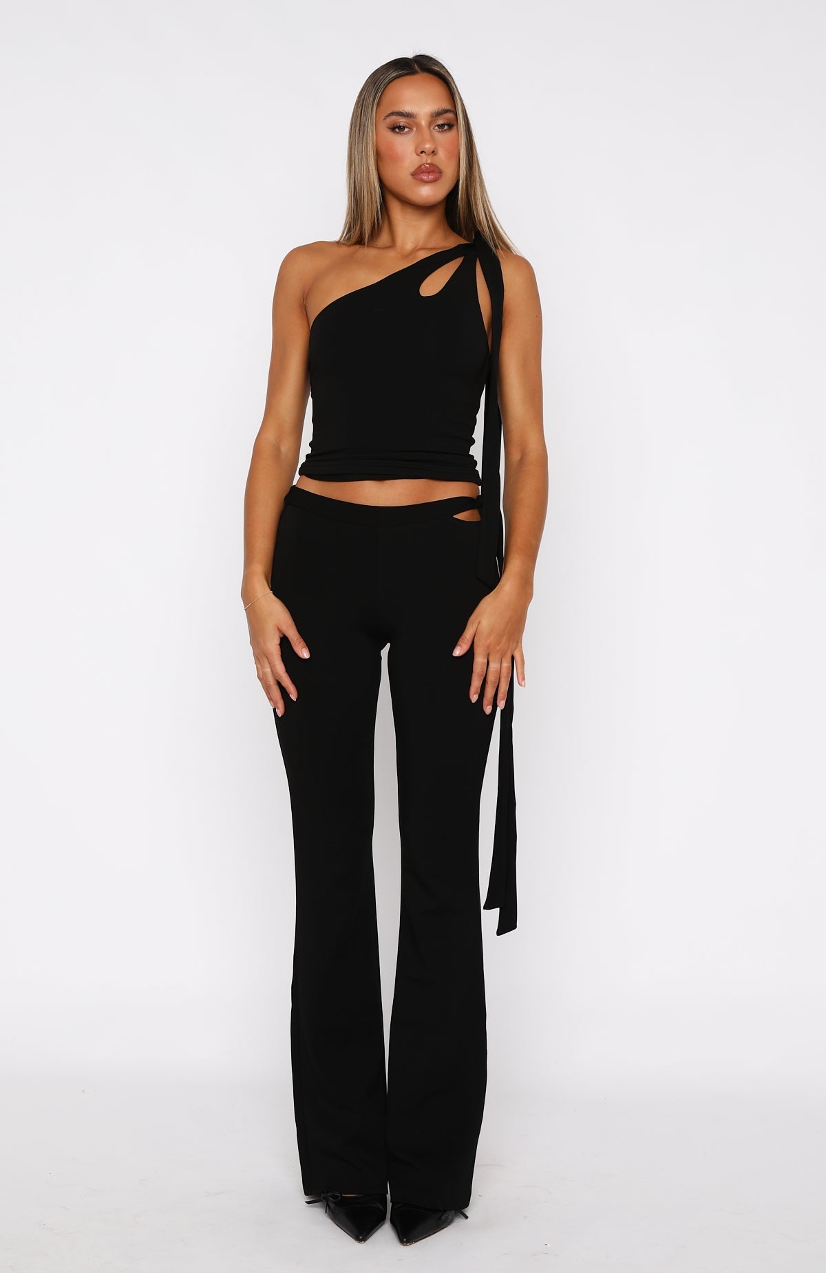 White Fox Reckless Romance Pants Black