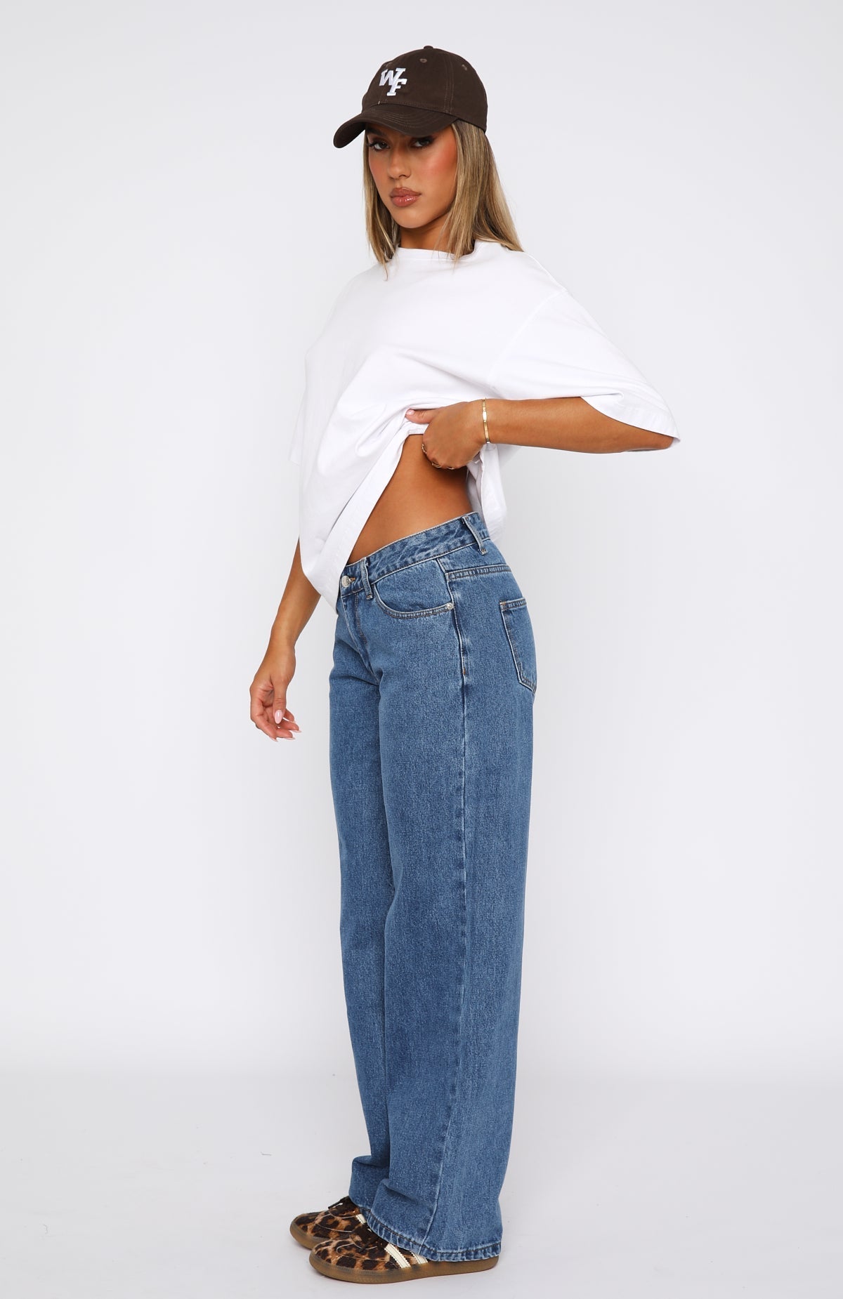 White Fox Bring The Style Low Rise Wide Leg Jeans Admiral Blue