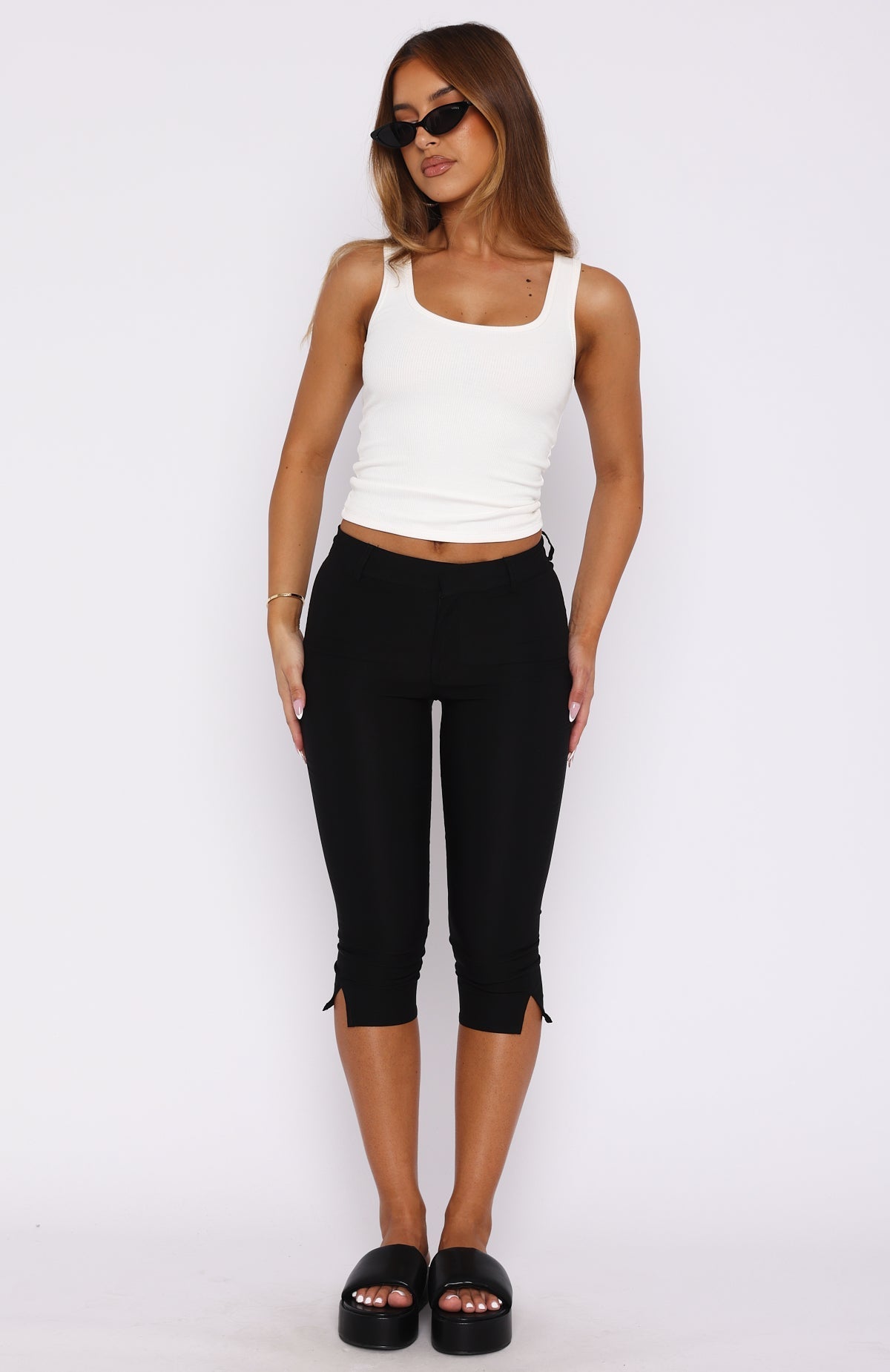 White Fox Day For It Capri Pants Black