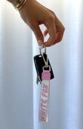 White Fox Next Level Strap Keychain Pink