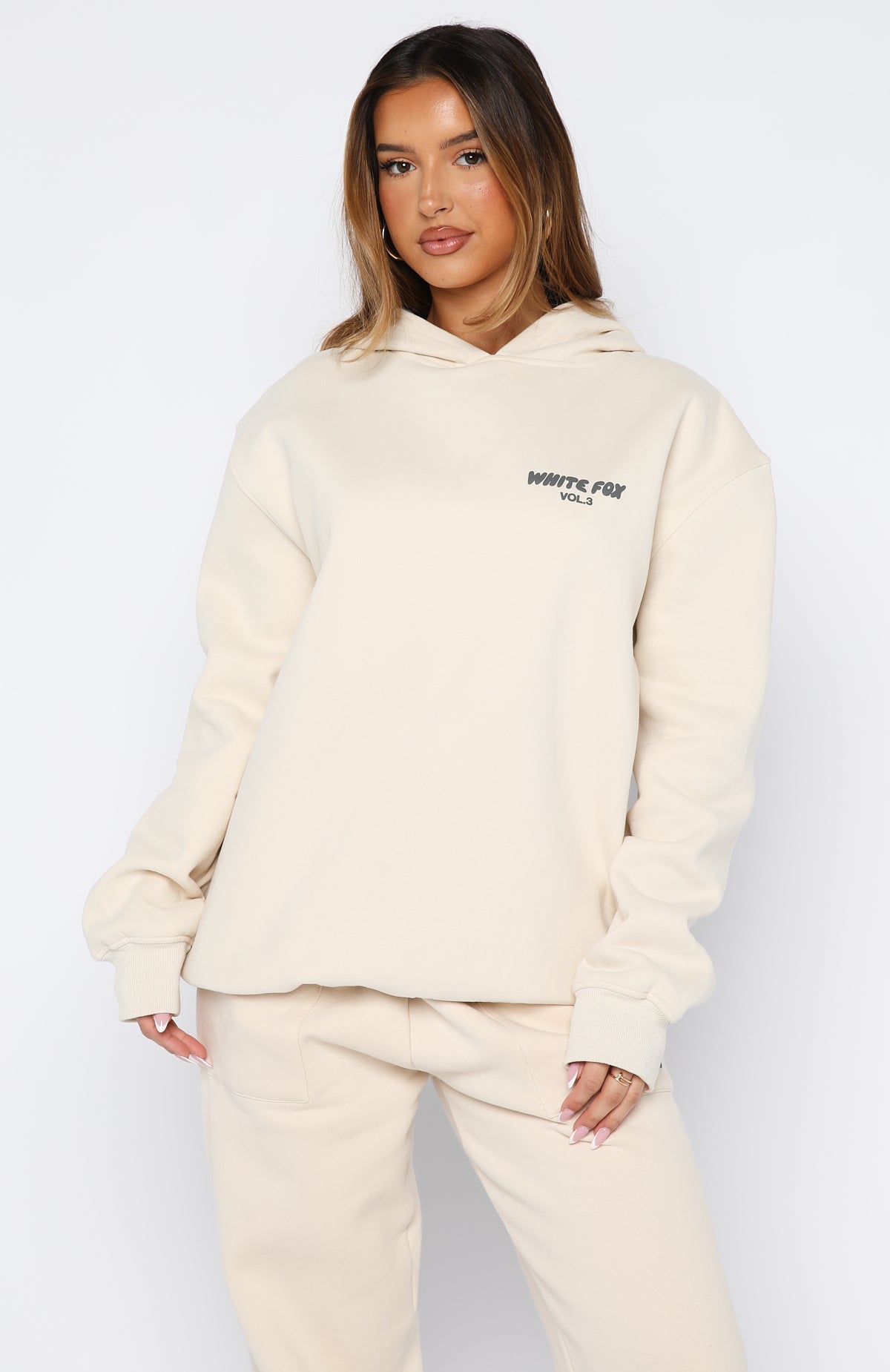 White Fox Offstage Hoodie Pebble