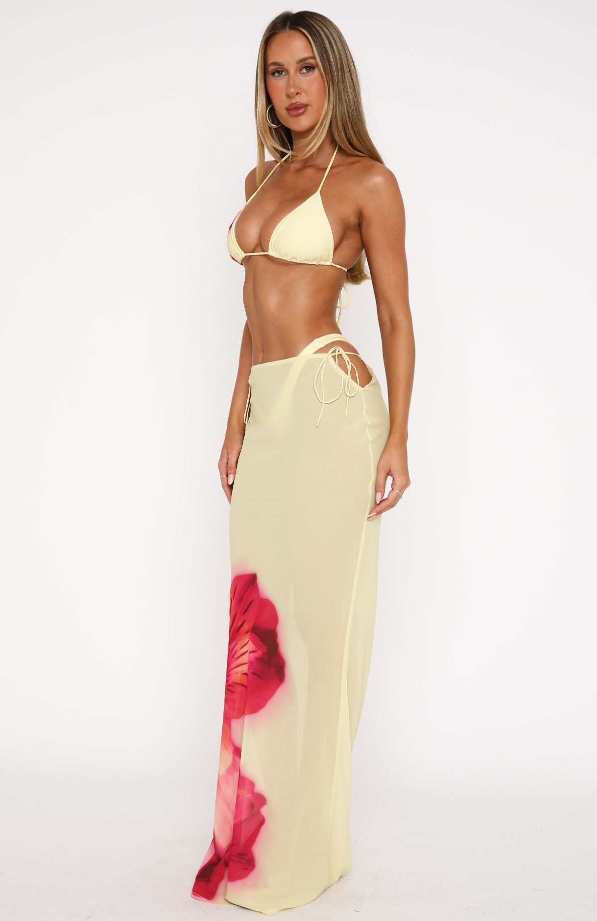 White Fox Luminous Maxi Skirt Lemon Lush