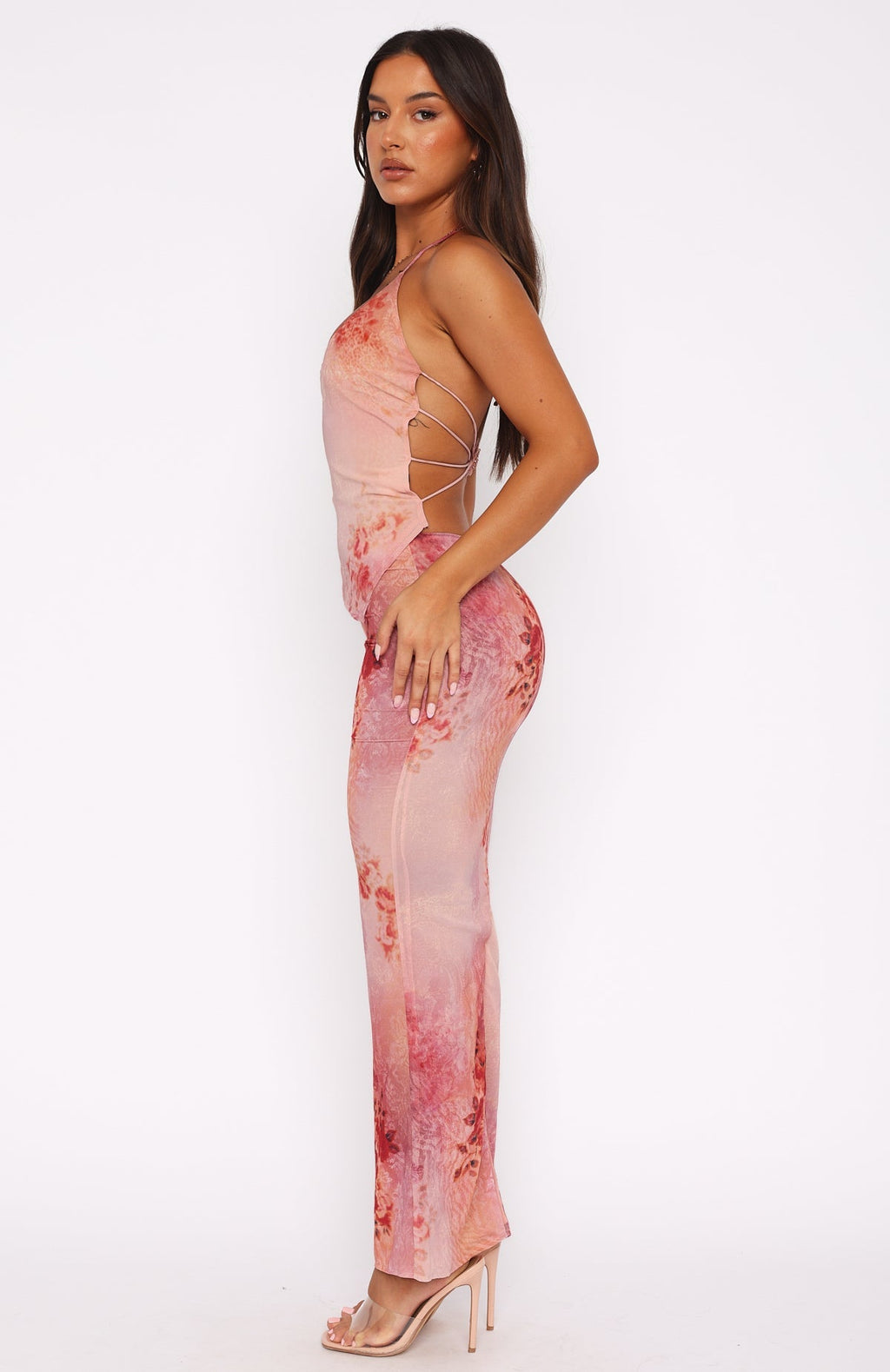 White Fox No Later Maxi Skirt Peach Nectar