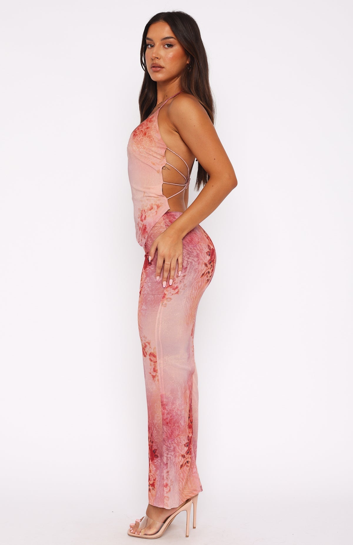 White Fox No Later Maxi Skirt Peach Nectar