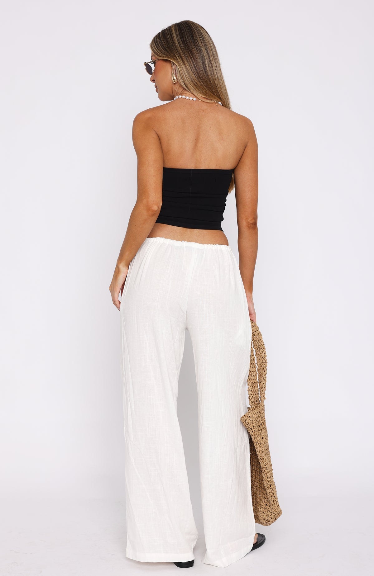 White Fox Burning Love Linen Pants White