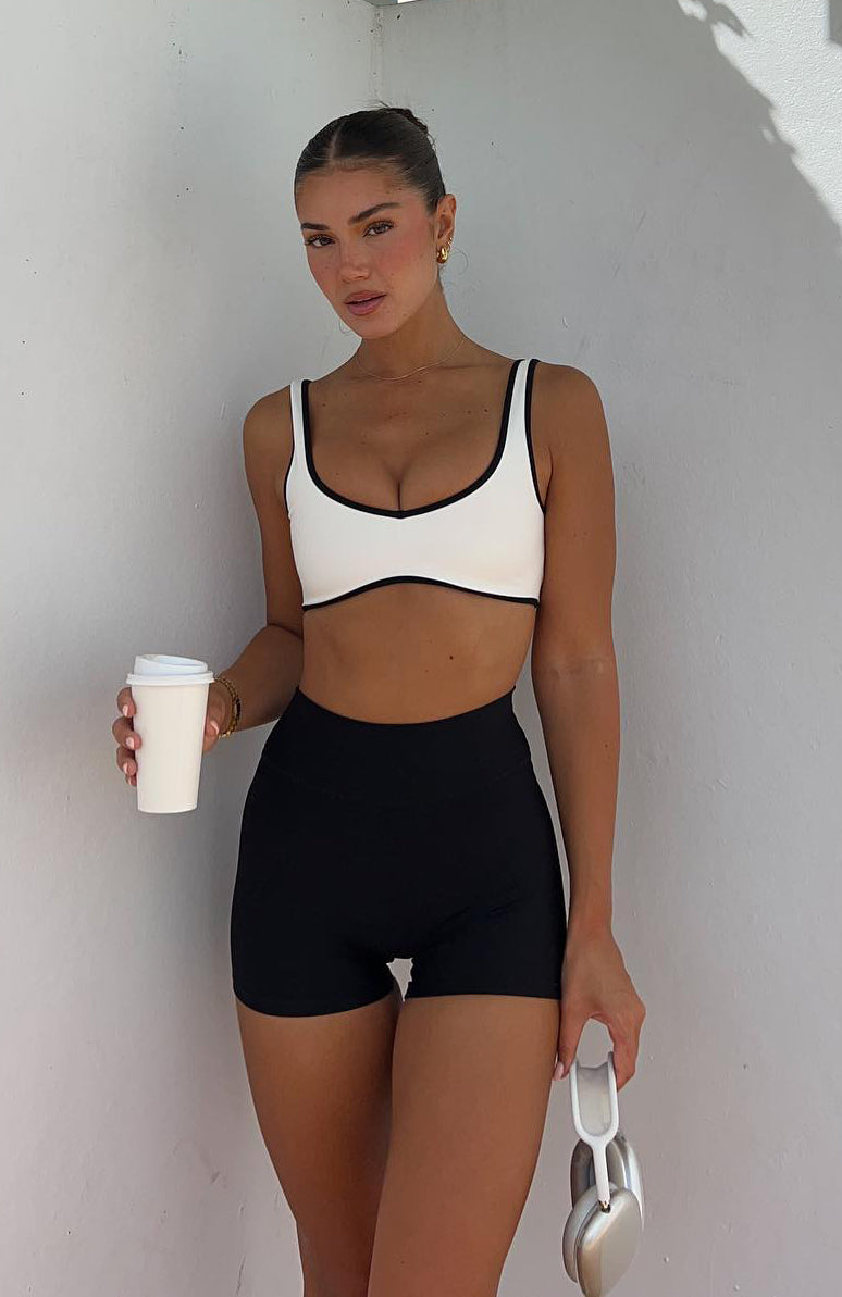 White Fox Keep Up High Waisted Shorts 4" Black