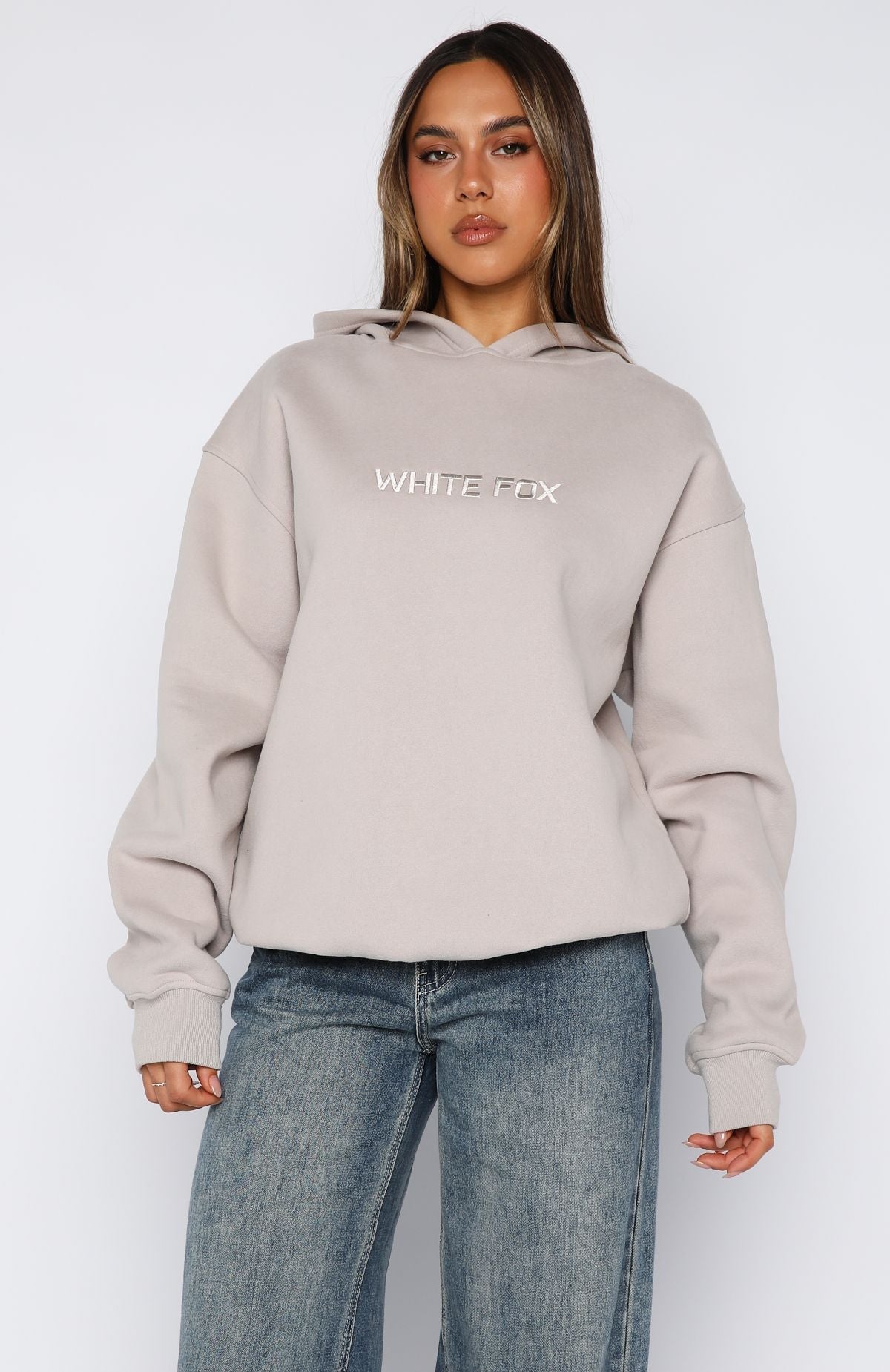White Fox Stay Lifted Oversized Hoodie Moon