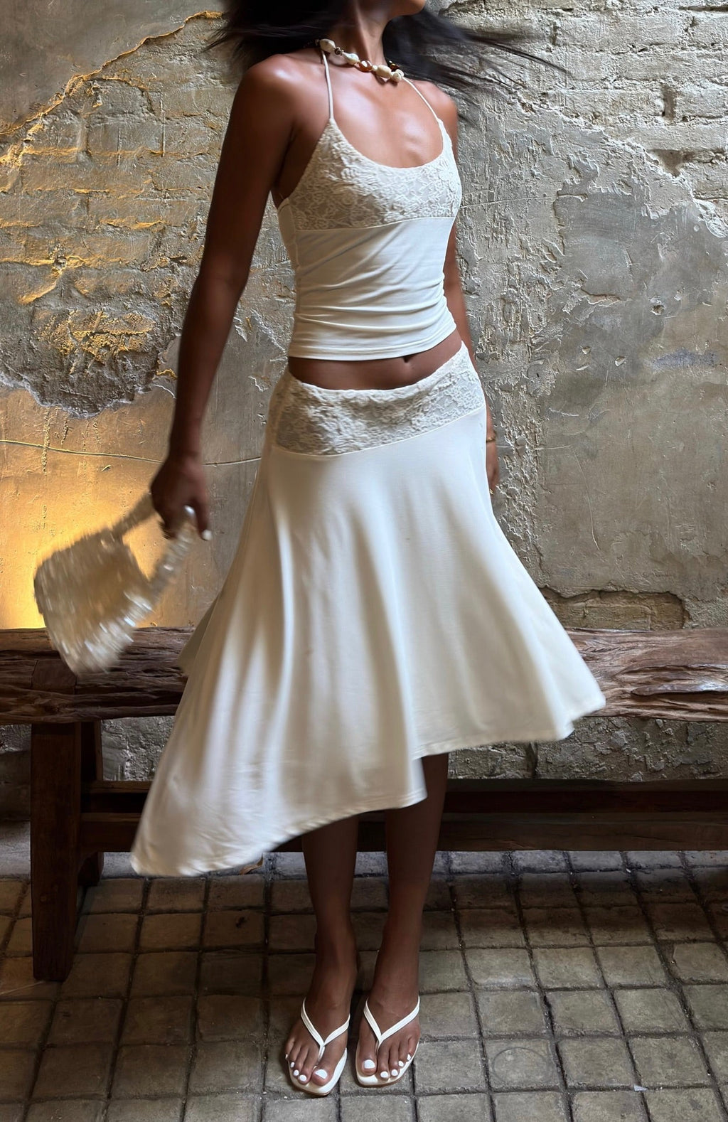 White Fox Cool Chaos Halter Top Off White
