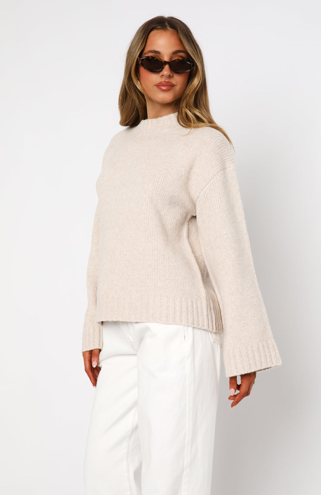 White Fox Winter's Chill Knit Sweater Oat