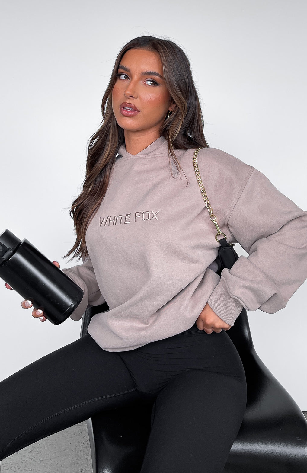 White Fox Stay Lifted Oversized Hoodie Cinnamon