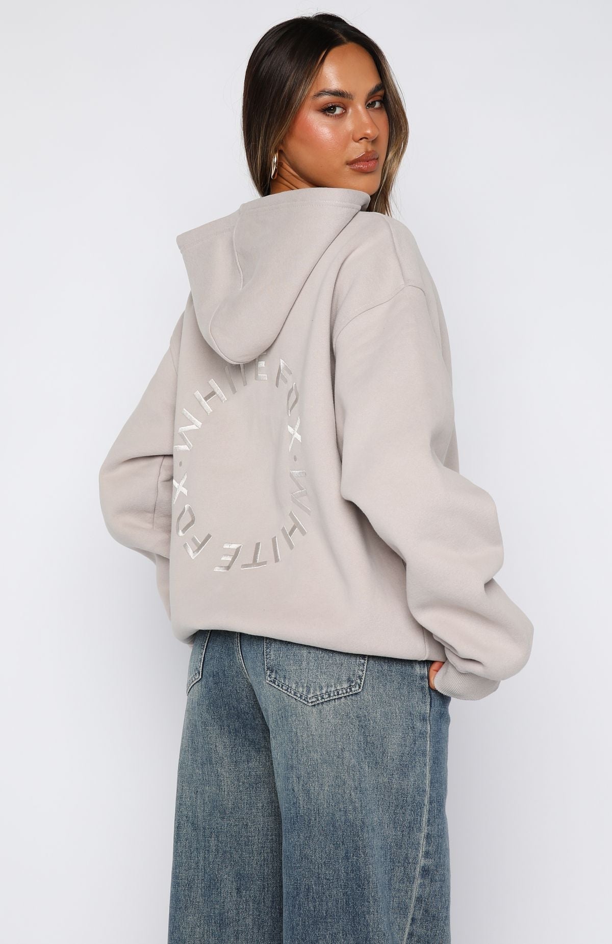 White Fox Stay Lifted Oversized Hoodie Moon