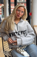 White Fox High Standard Zip Front Sweater Grey Marle
