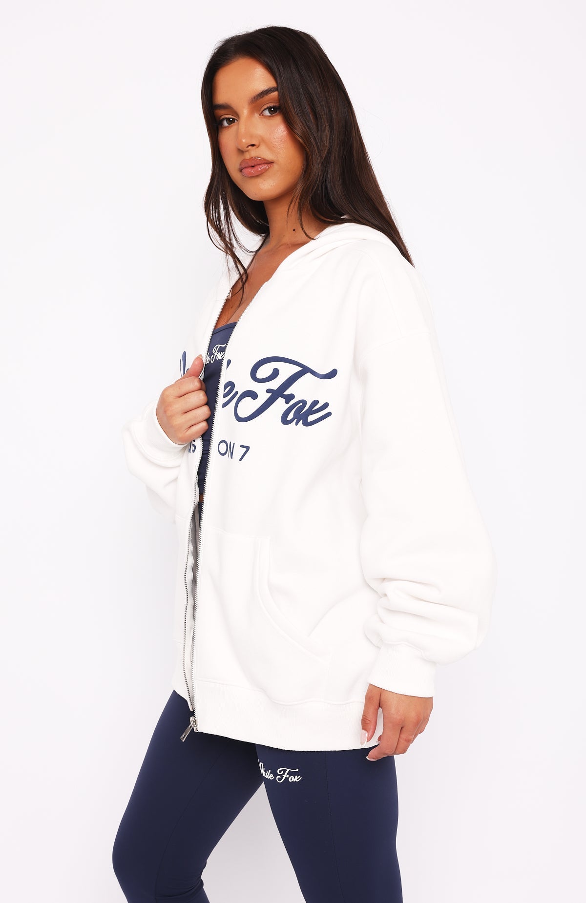 White Fox Season 7 Zip Front Hoodie Snow
