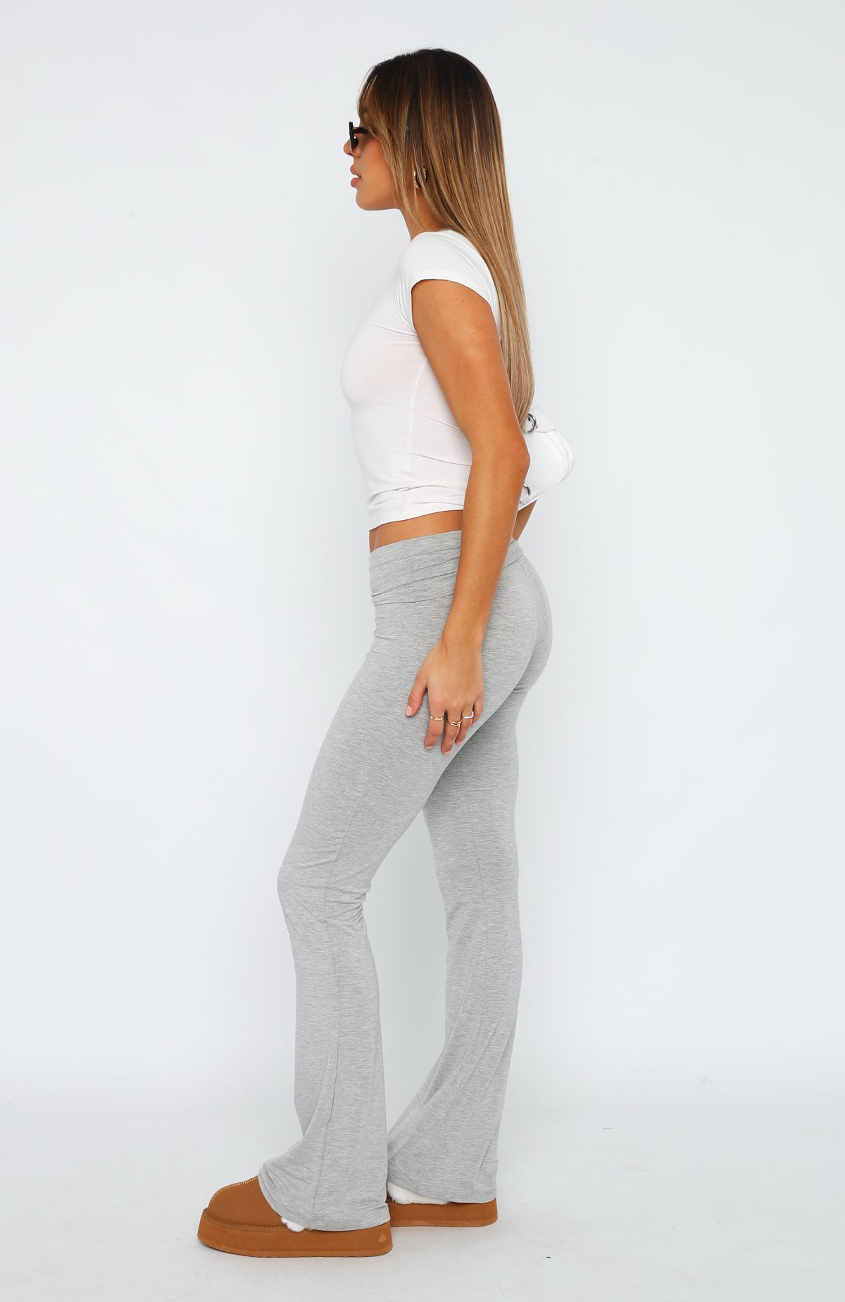 White Fox Don't You Worry Pants Grey Marle