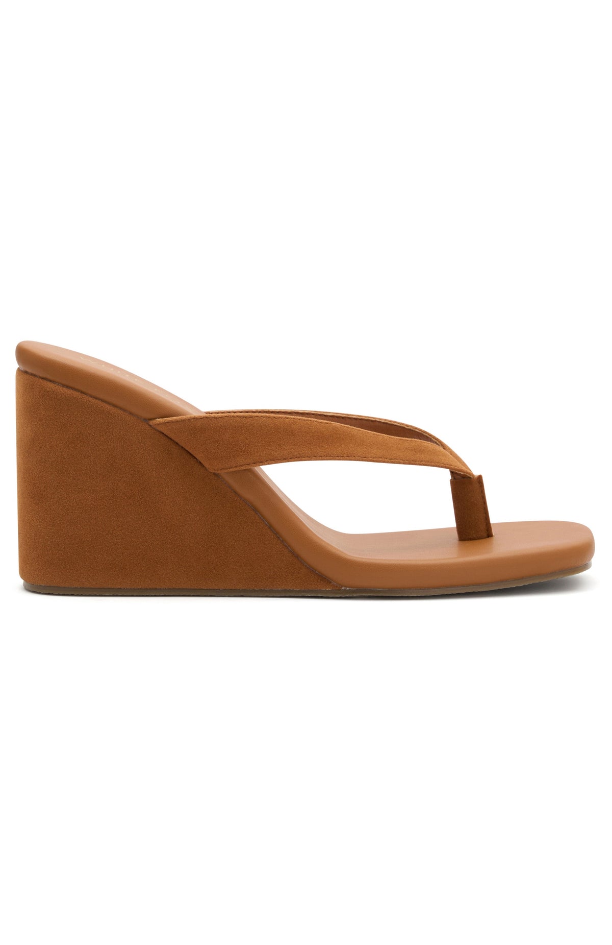 White Fox Grace Wedge Caramel Faux Suede