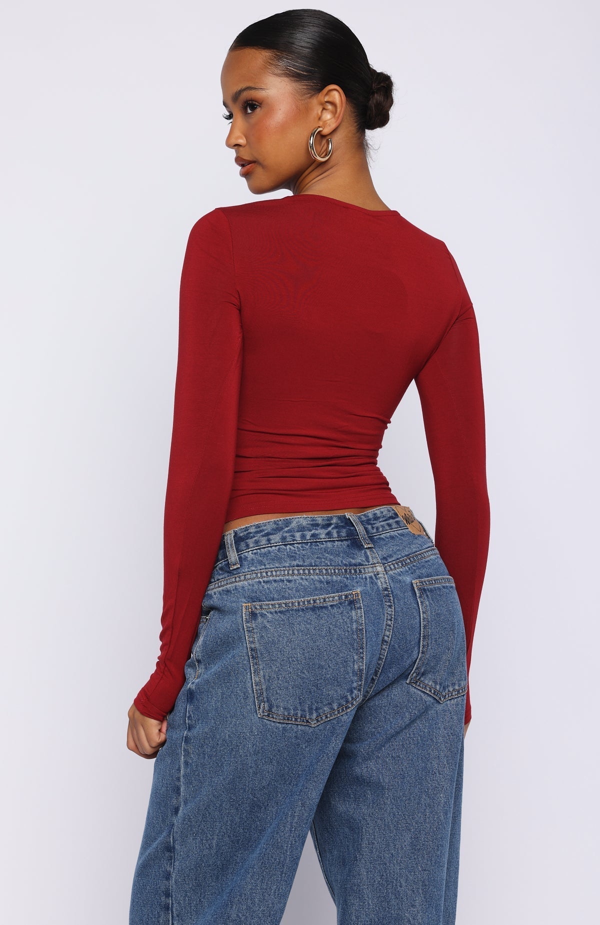 White Fox Only For Tonight Long Sleeve Top Wine