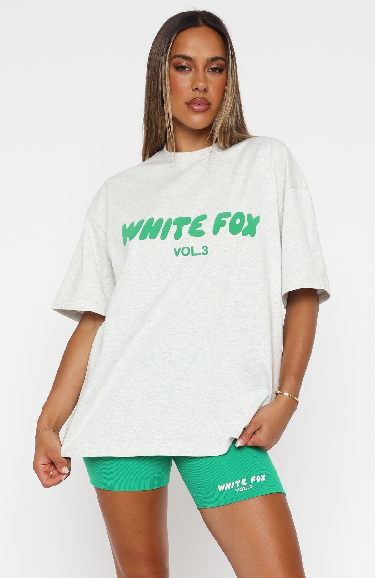 White Fox Offstage Oversized Tee Glacier Grey