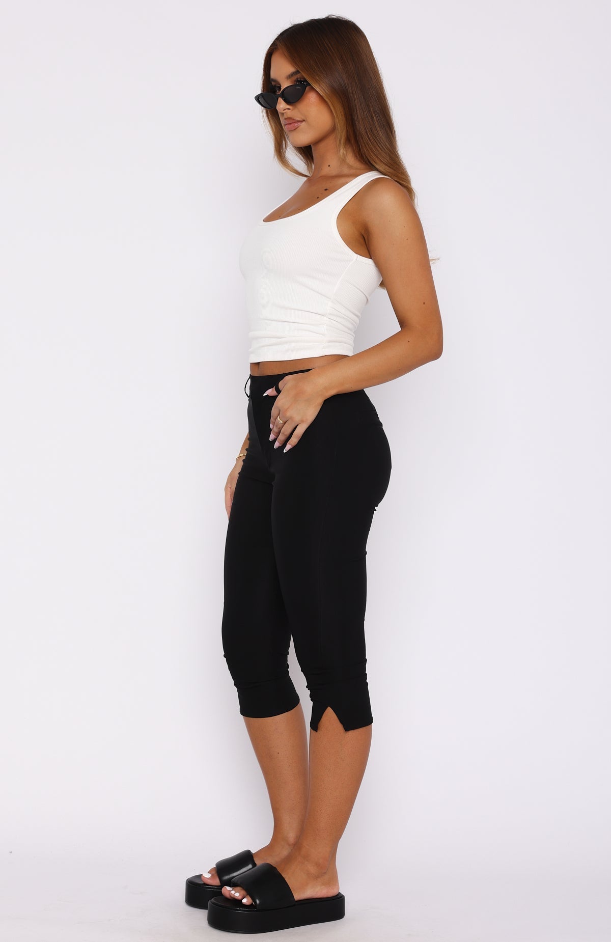 White Fox Day For It Capri Pants Black