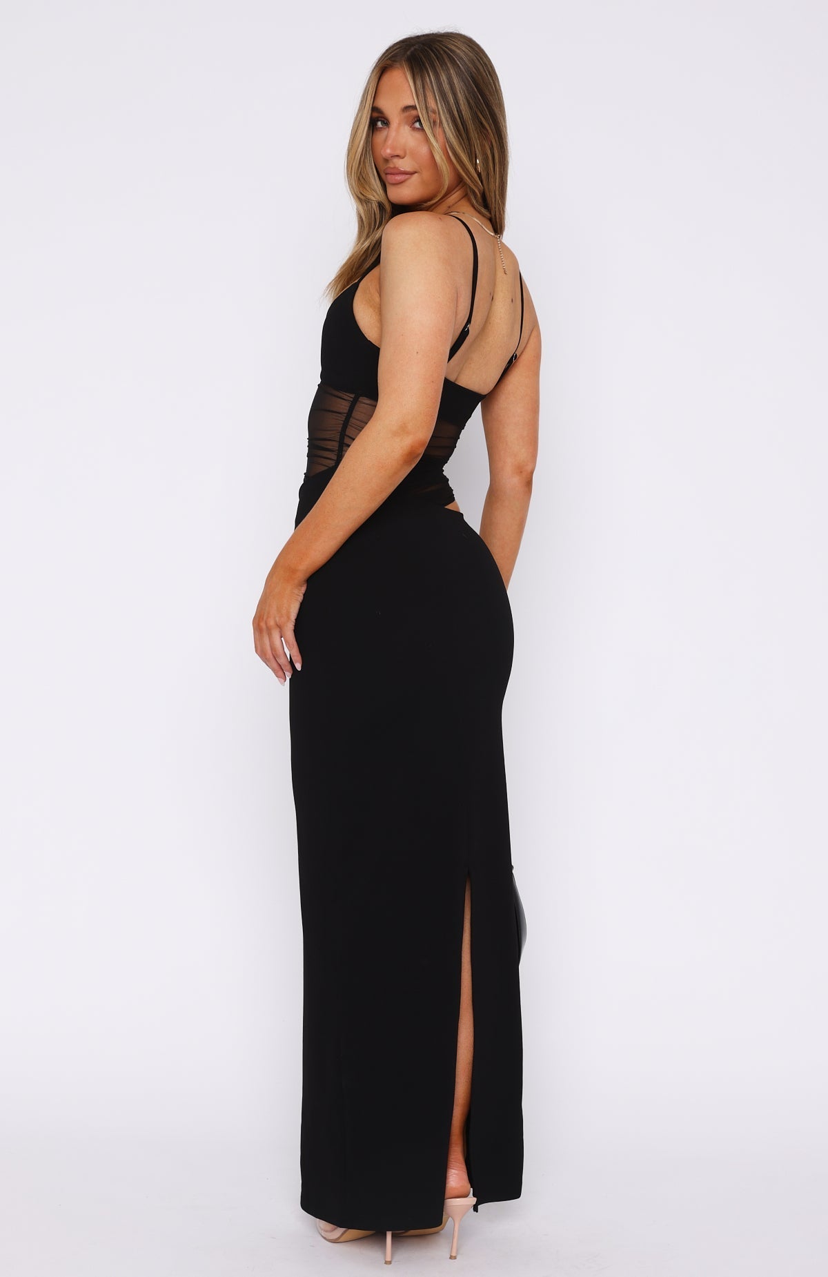 White Fox Call Me Up Maxi Dress Black