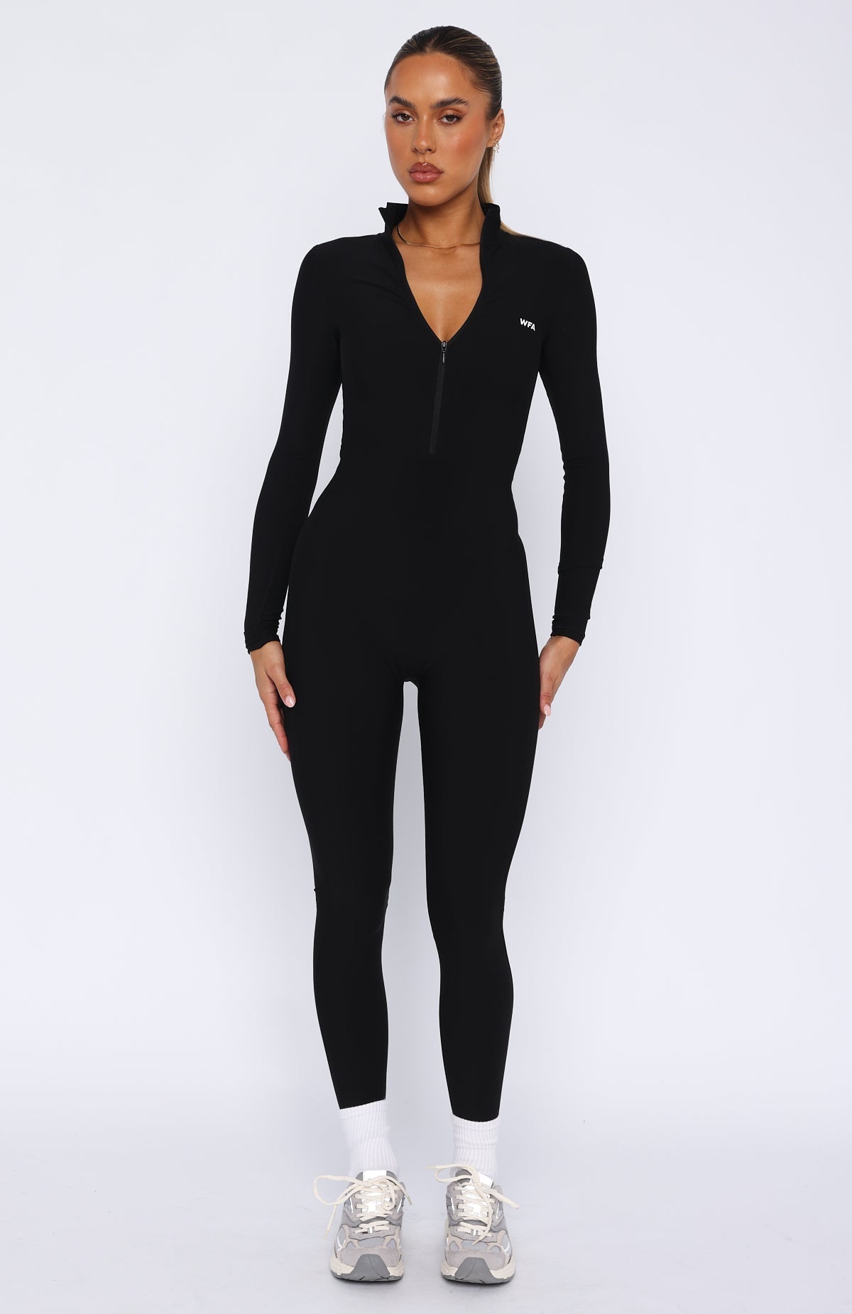 White Fox Exceed Long Sleeve Jumpsuit Black