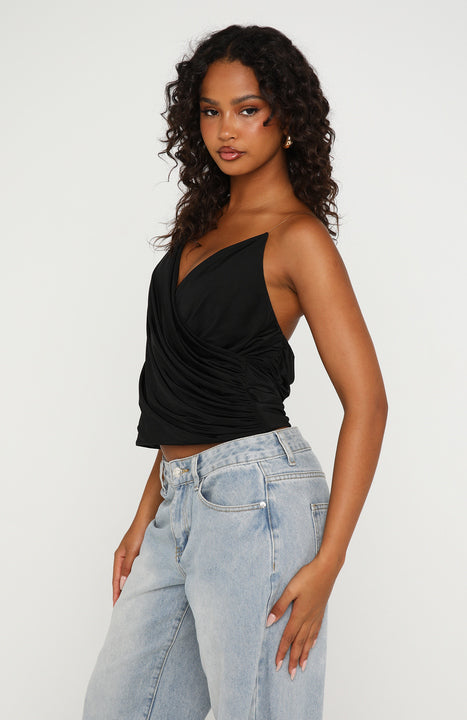 White Fox Divine On You Invisible Strap Top Black