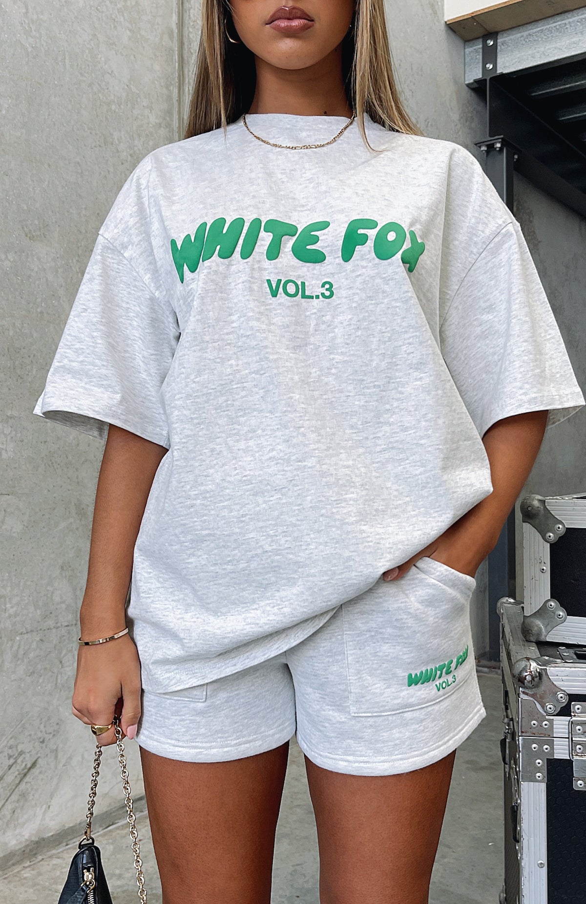 White Fox Offstage Oversized Tee Glacier Grey