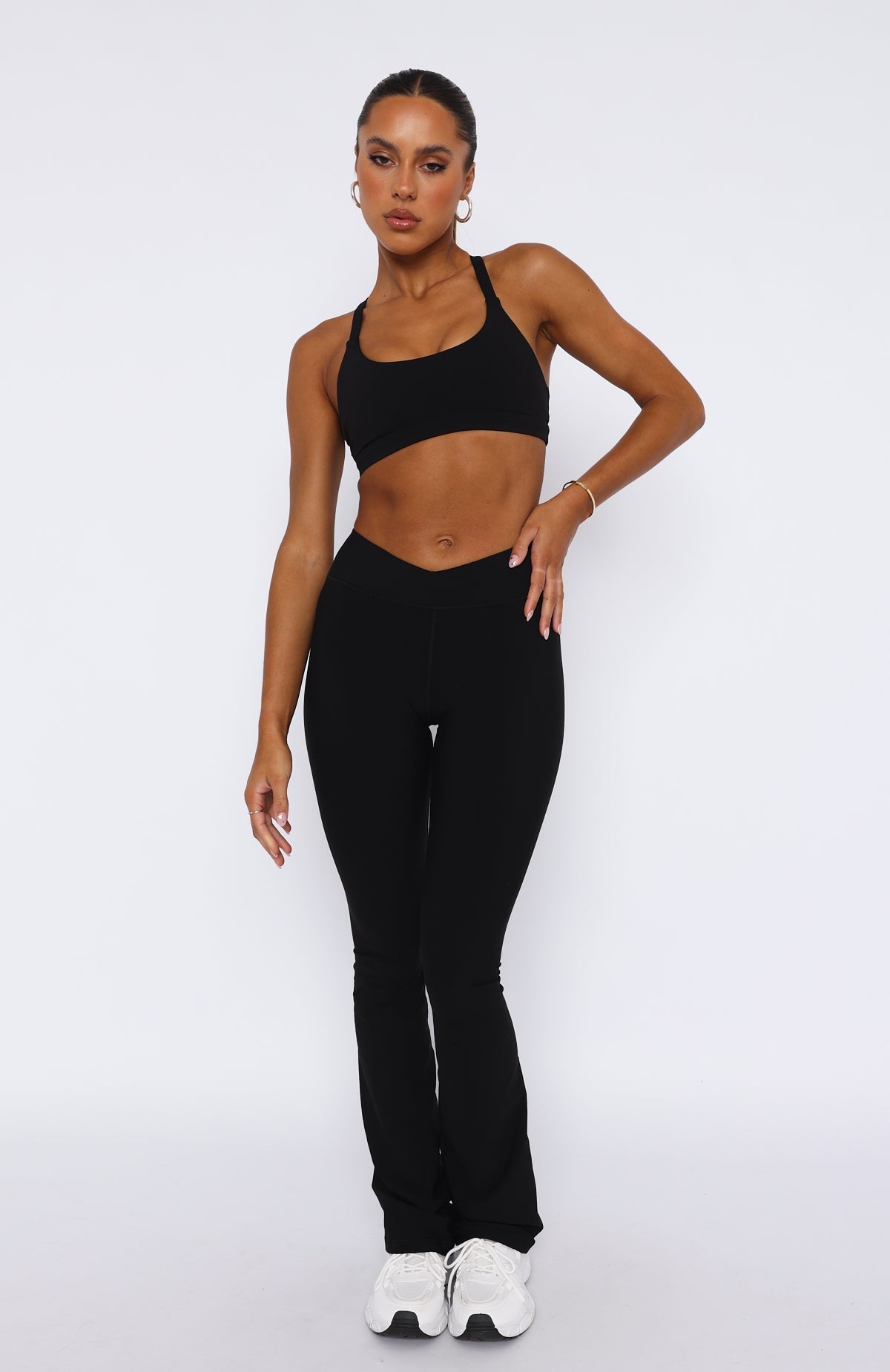 White Fox Wellness Flare Leggings Black