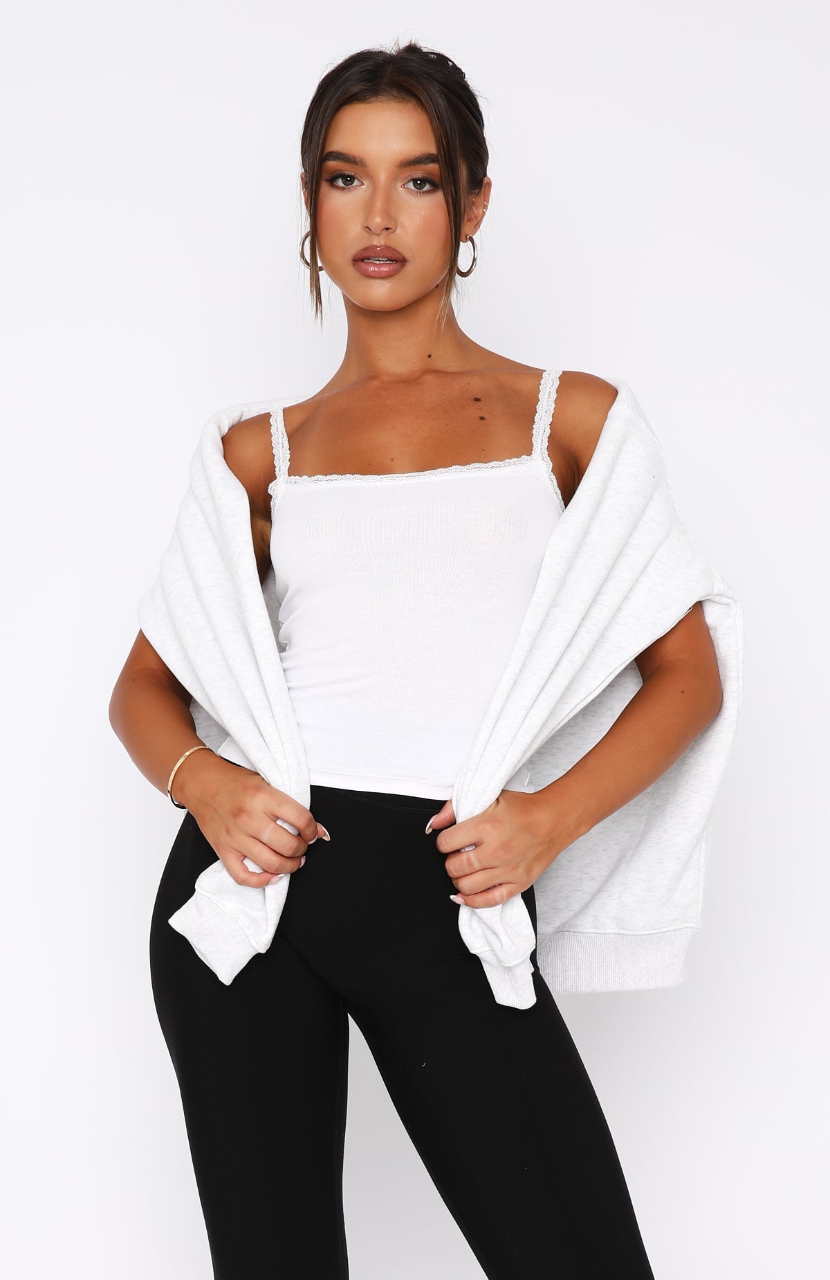 White Fox After Midnight Lace Trim Cami White