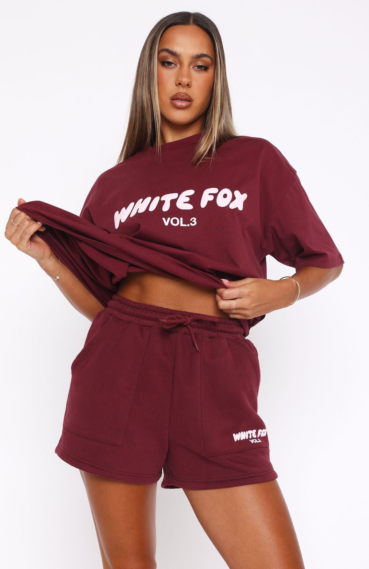 White Fox Offstage Lounge Shorts Red Velvet