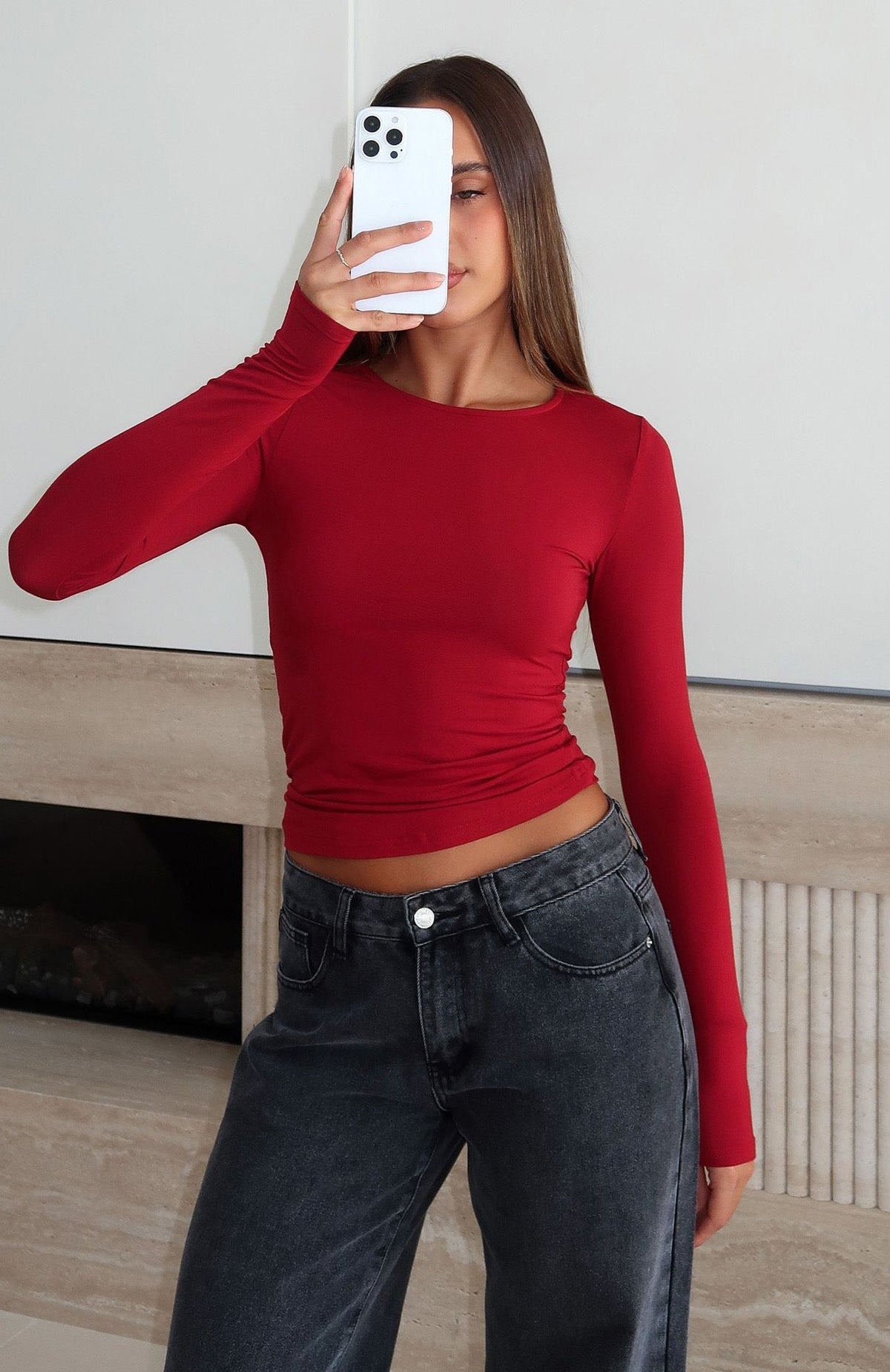 White Fox Only For Tonight Long Sleeve Top Wine