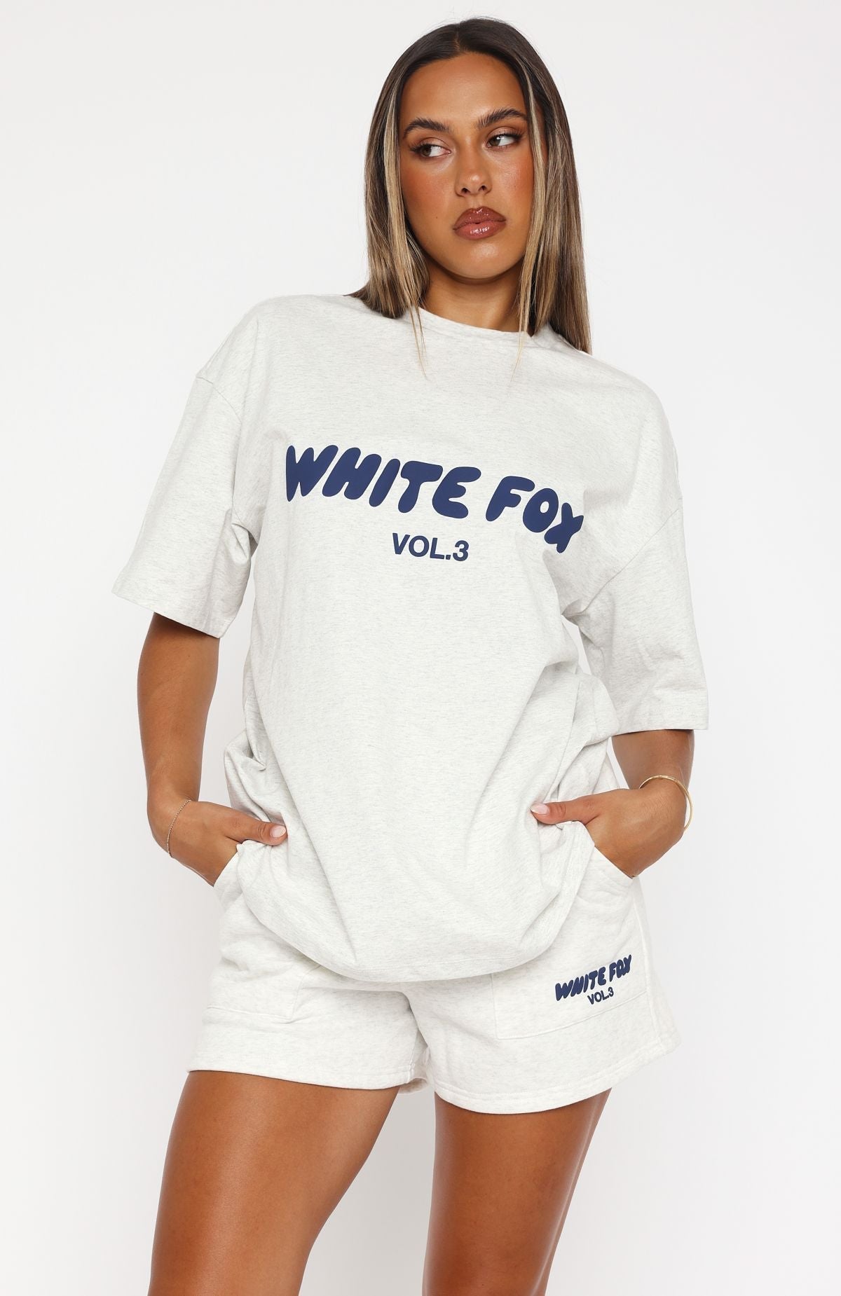 White Fox Offstage Oversized Tee Mineral Grey
