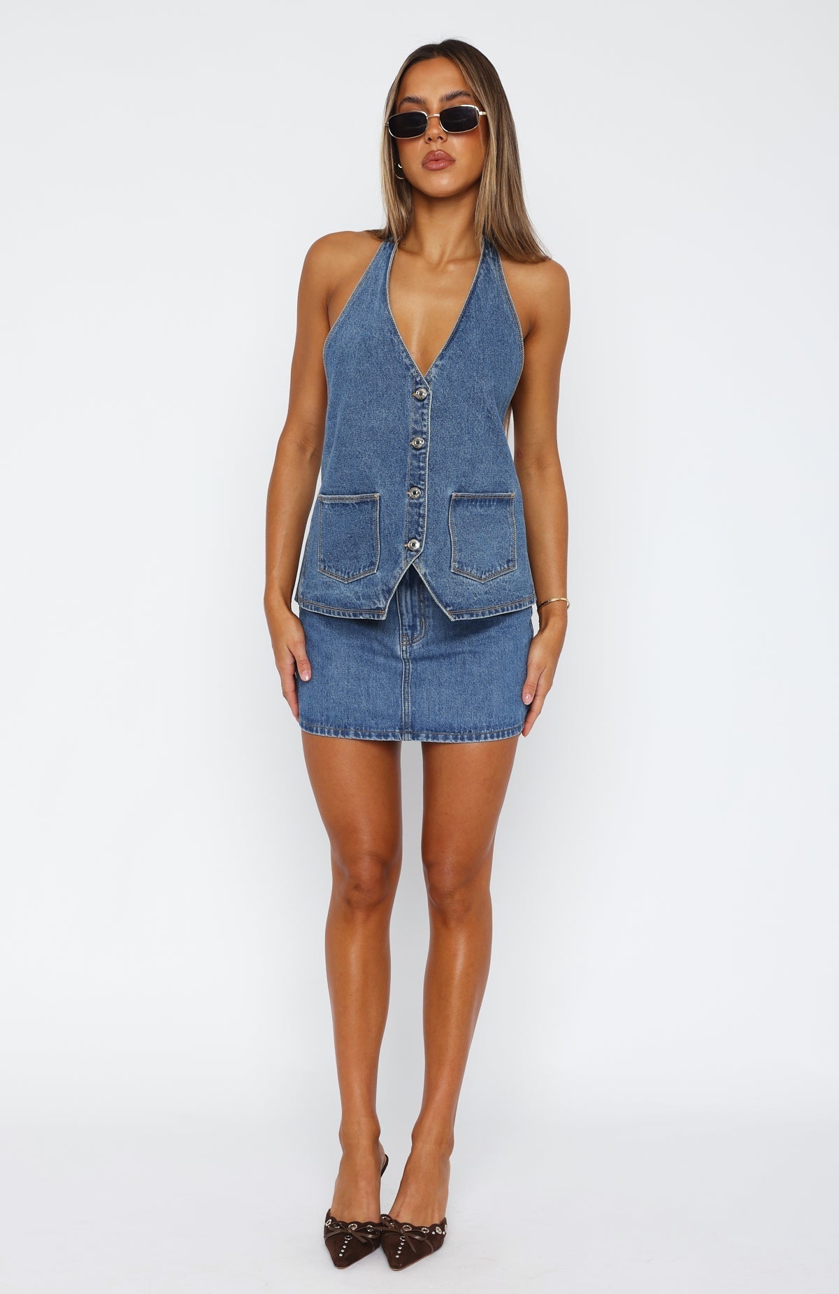 White Fox Holla At Me Mini Skirt Admiral Blue