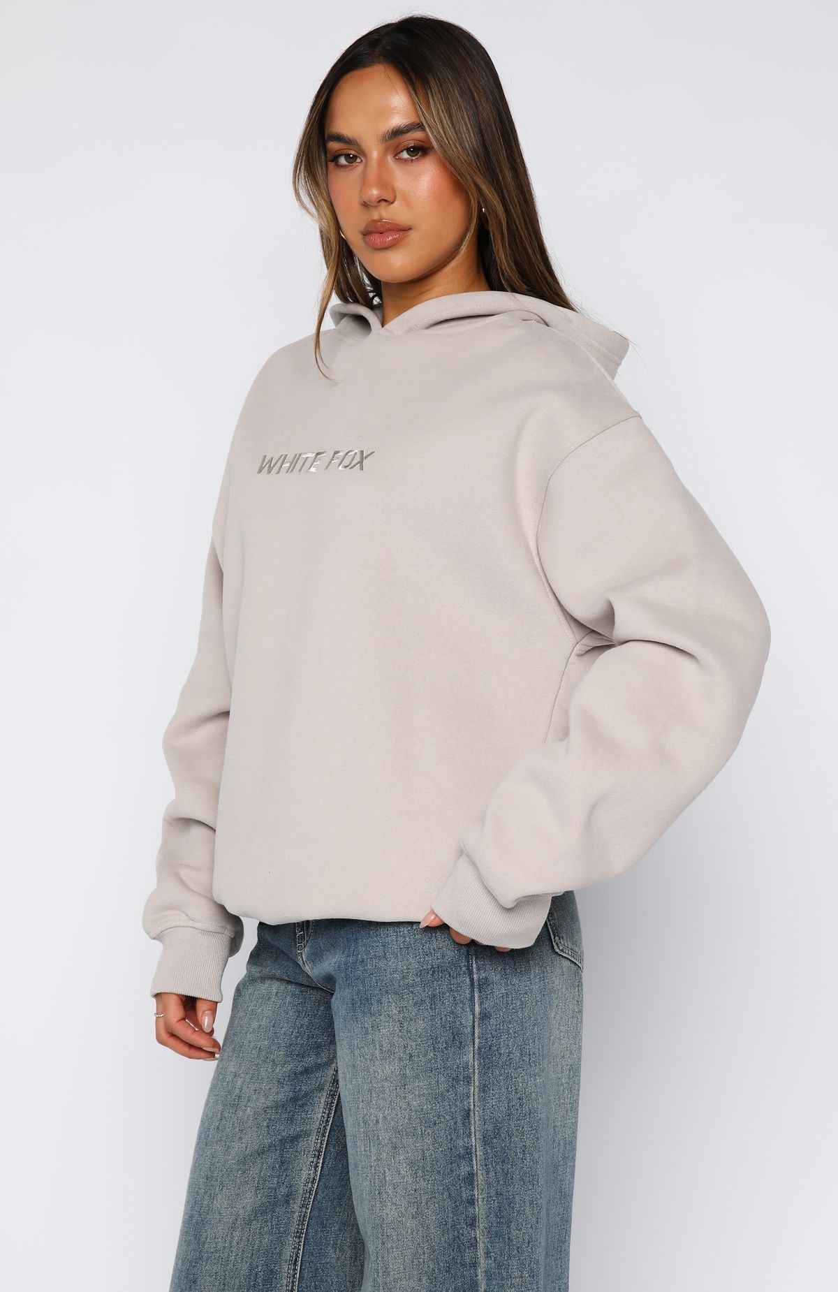White Fox Stay Lifted Oversized Hoodie Moon